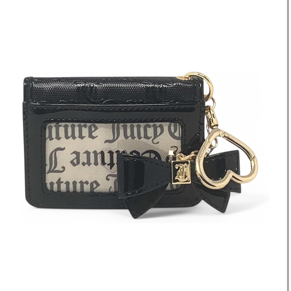 Juicy Couture NWT Black Patent Bow Card Holder - Picture 2 of 4